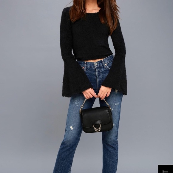 Black cropped bell sleeve sweater - Picture 2 of 4